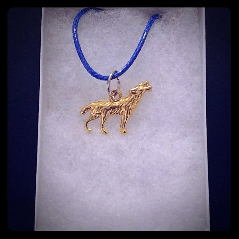 Gold Howling Wolf Necklace